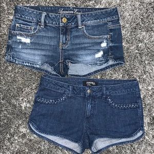 2 FOR 1: Size 2 / 26 Denim Low Rise Shorts